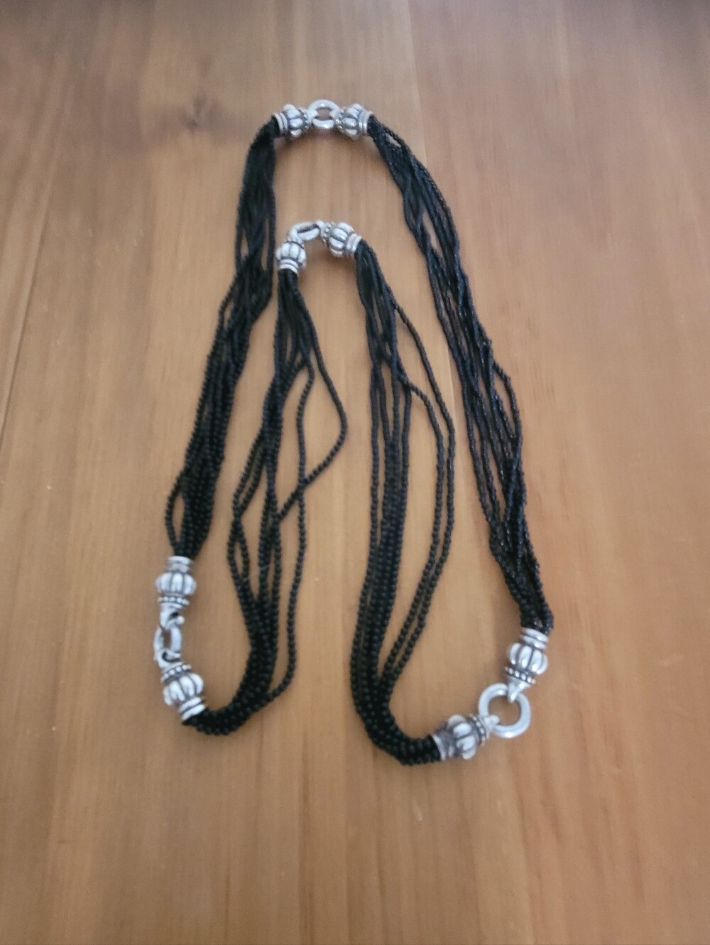 LAGOS Black Caviar 34" Multi-Strand Beaded Necklace, Sterling Silver Stations